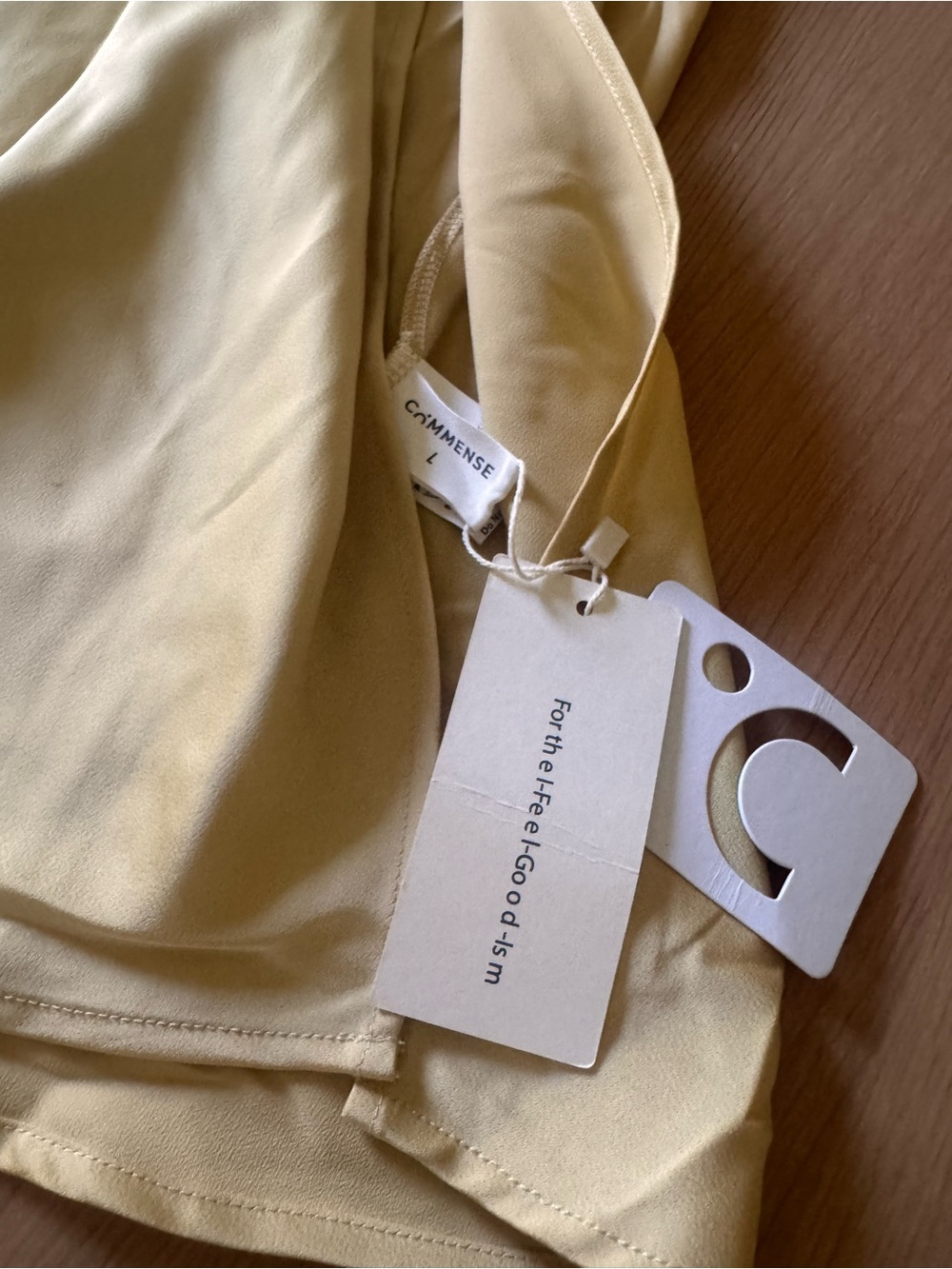 Commense One-Shoulder Satin Slip Dress in Yellow Gold - Picture 13 of 13